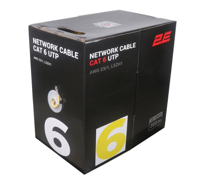 2E Network SCS Кабель "вита пара" 2E CAT 6, U-UTP, 305м, AWG 23/1, LSZH-1, жовтий
