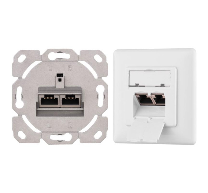 2E Network SCS Настінна розетка 2E CАТ 6 FTP, 2xRJ45, 8P8C, для прихованої проводки