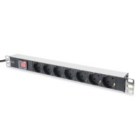 Пристрій розподілу електроживлення DIGITUS 1U, 7xSchuko, 16A, 250V, вимикач, вилка Schuko
