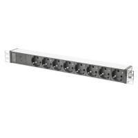 Пристрій розподілу електроживлення DIGITUS 1U, 8xSchuko, 10A, 250V, запобіжник, вилка C14