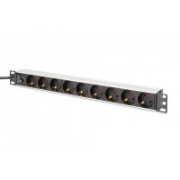 Пристрій розподілу електроживлення DIGITUS 1U, 8xSchuko, 10A, 250V, запобіжник, вилка C14