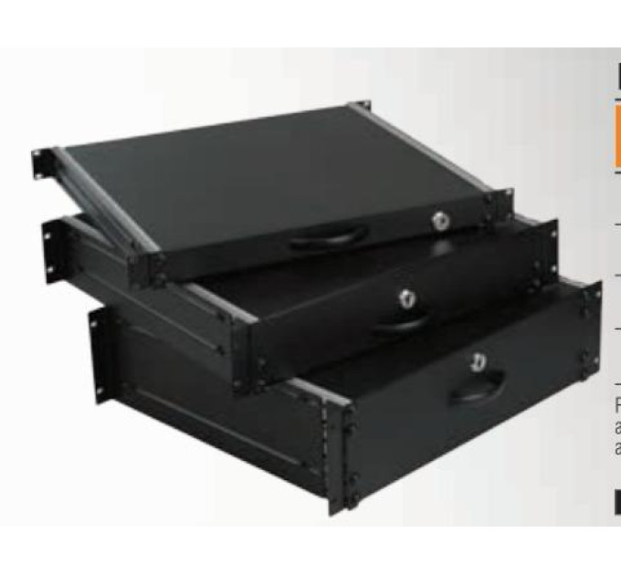 Mirsan Ящик для документів MIRSAN 19", 4U, з висувною шухлядою, шо замикається, чорний