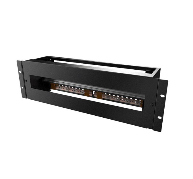 Mirsan Панель MIRSAN 19", 3U, електричний розподільний модуль з DIN-рейкою, чорна