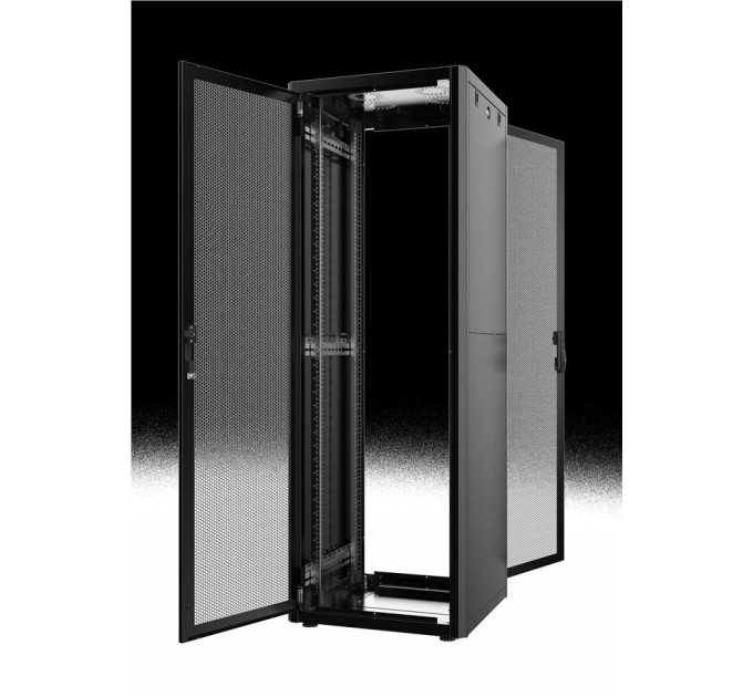 Mirsan Шафа MIRSAN 19", 42U, GTN, перфоровані двері, 800x800 мм, максимально 1000 кг, чорна