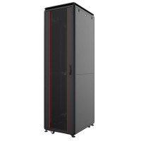 Шафа MIRSAN 19", 26U, GTV, скляні двері, 600x1000 мм, максимально 2000 кг, чорна