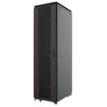 Mirsan Шафа MIRSAN 19", 36U, GTV, скляні двері, 600x1000 мм, максимально 2000 кг, чорна