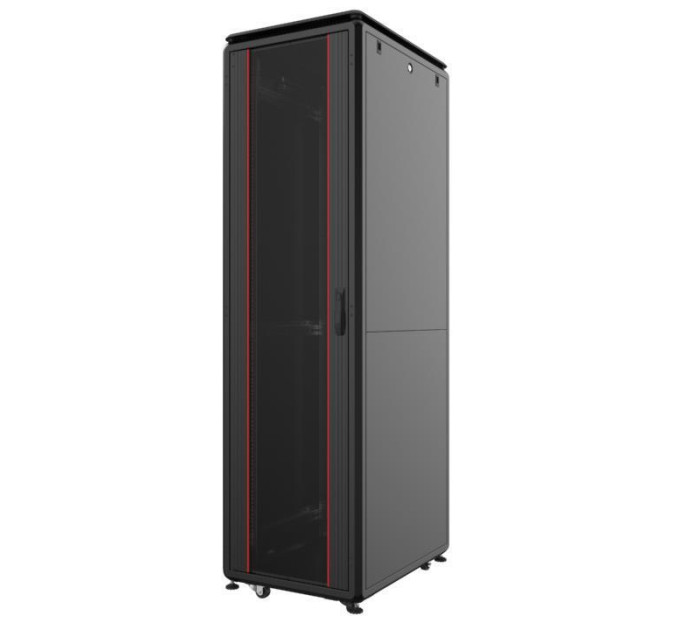 Mirsan Шафа MIRSAN 19", 36U, GTV, скляні двері, 600x1000 мм, максимально 2000 кг, чорна