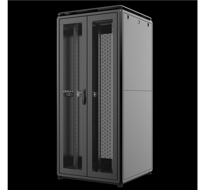 Mirsan Шафа MIRSAN 19", 36U, GTV, скляні двері, 800x1000 мм, максимально 2000 кг, чорна
