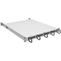 Полиця ZPAS 19", 1U, з кільцями та щітками регульована, глибина 450-550 мм, 120кг максимально, чорна