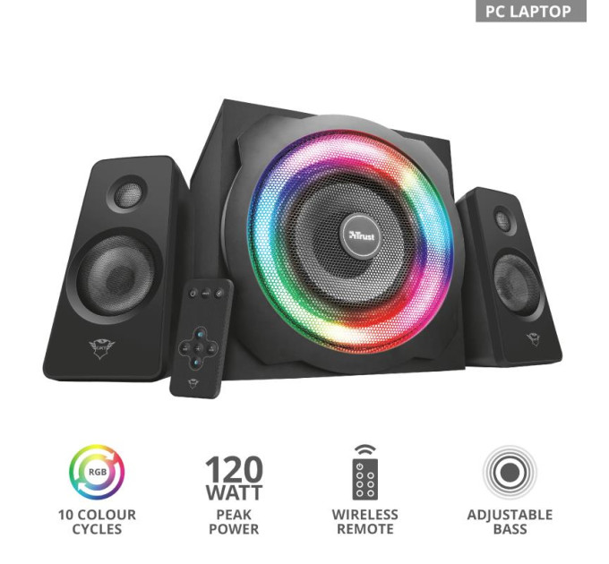 Trust Peripherals Акустична система Trust GXT 629 Tytan 2.1, 60Вт, AUX, RGB, чорний