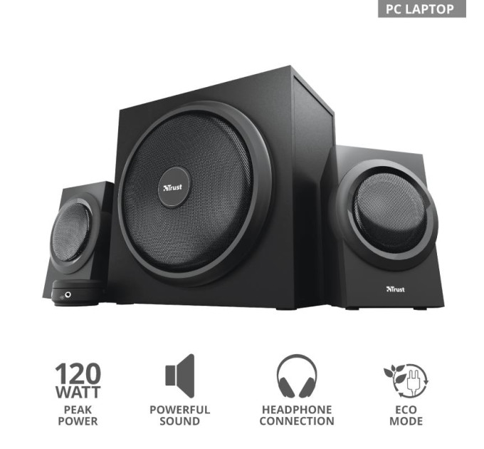 Trust Peripherals Акустична система Trust Yuri 2.1, 60Вт, AUX, чорний