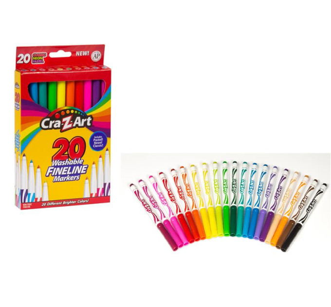 Cra-Z-Art Маркери легкозмивні Cra-Z-Art тонкі кінчики, 20шт
