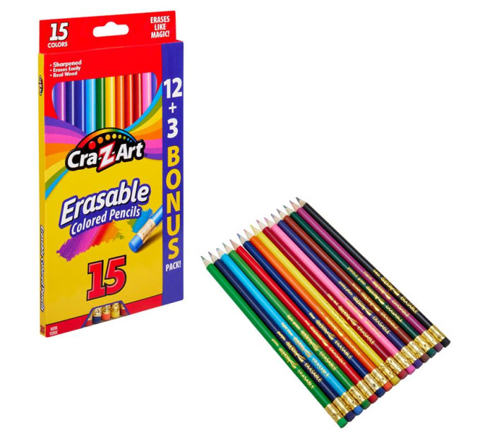 Cra-Z-Art Кольорові олівці Cra-Z-Art з гумкою, 15шт