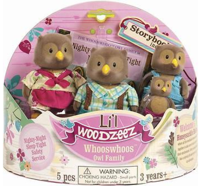 Li`l Woodzeez Набір фігурок Li'l Woodzeez Сім'я Сов 4од, книжка EN
