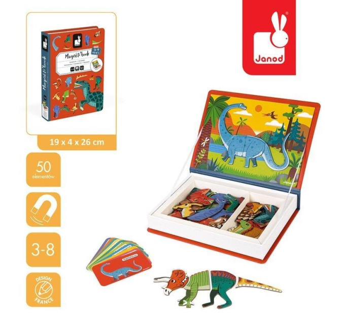 Janod Магнітна книга Janod Динозаври 50ел