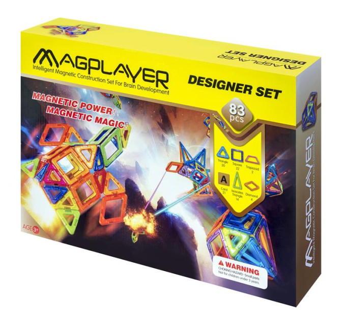 Magplayer Конструктор Magplayer магнітний набір 83ел