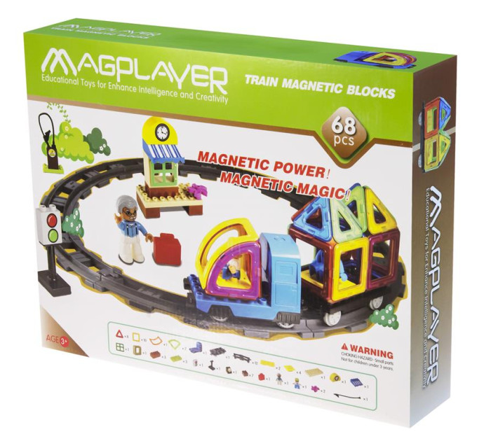 Magplayer Конструктор Magplayer магнітний набір 68ел Потяг