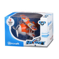 Літак металевий інерційний Same Toy Aircraft світло, музика, помаранчевий