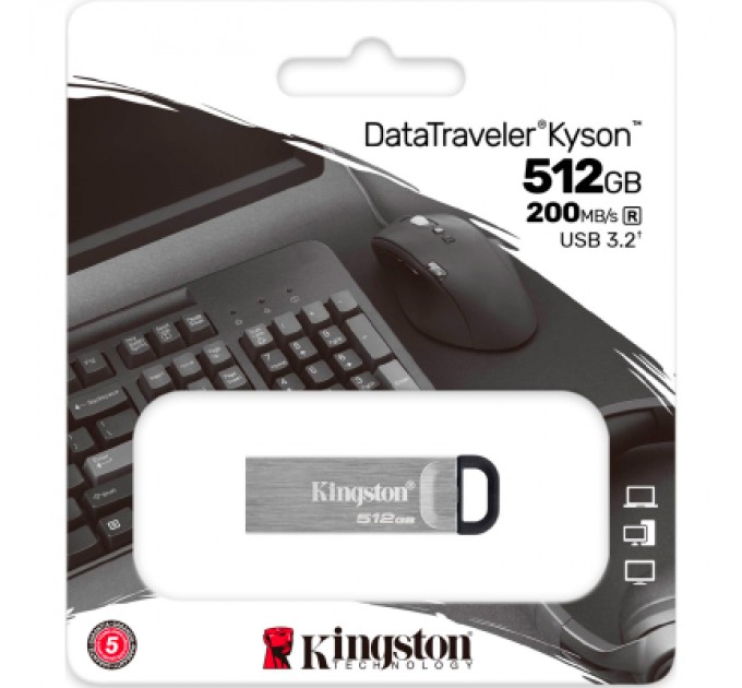 Kingston USB флеш накопичувач Kingston 512GB DataTraveler Kyson Silver/Black USB 3.2 (DTKN/512GB)