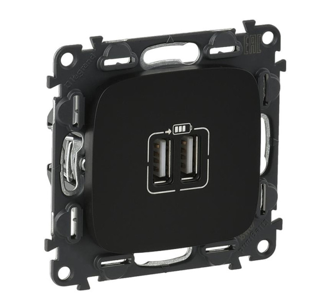 Legrand Furniture Розетка подвійна USB для зарядки Legrand Valena ALLURE, антрацит