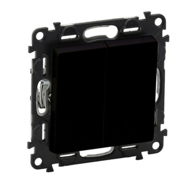 Legrand Furniture Вимикач 2-х клавішний Legrand Valena Life, 10AX, 250V, автоматичні клеми, матовий чорний