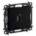 Legrand Furniture Зарядний пристрій з двома USB-роз'ємами тип А+типС Valena LIFE, 240V, 5V, 3A, матовий чорний