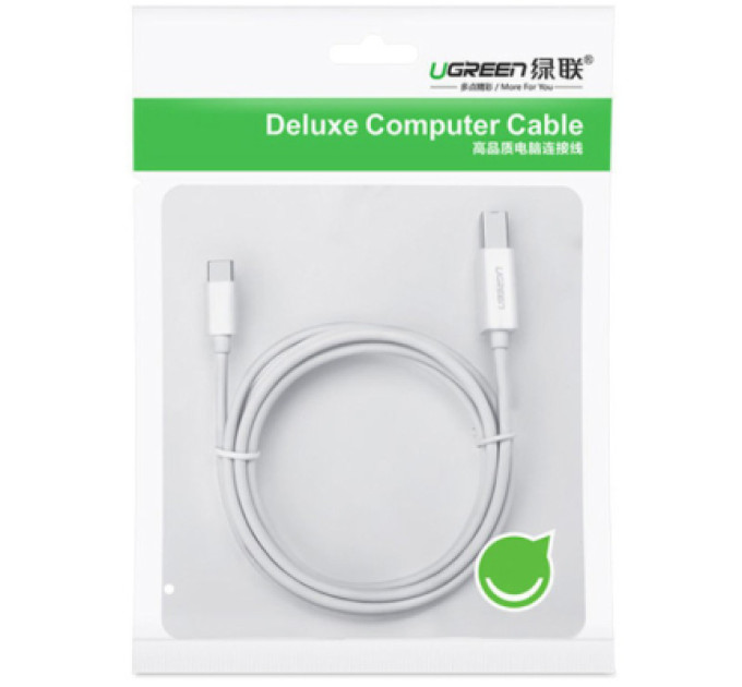 Ugreen Кабель для принтера Ugreen USB-C 2.0 to BM 1.5m white (40417)