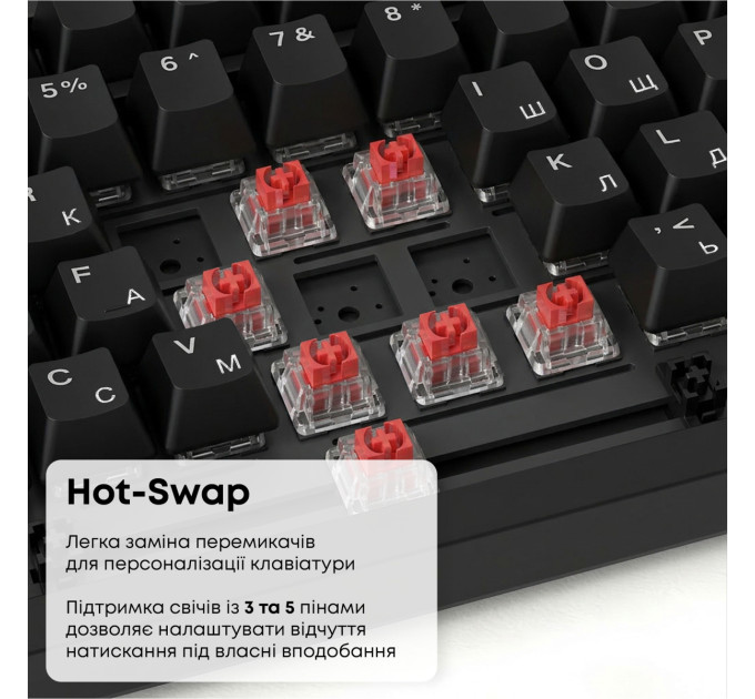 Ajazz Клавіатура Ajazz AK820 Red Switch Black USB-C (AK820-R-B)