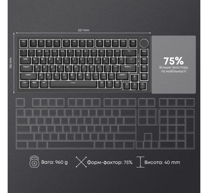 Ajazz Клавіатура Ajazz AK820 Red Switch Black USB-C (AK820-R-B)