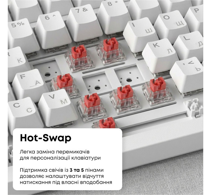 Ajazz Клавіатура Ajazz AK820 Red Switch White USB-C (AK820-R-W)