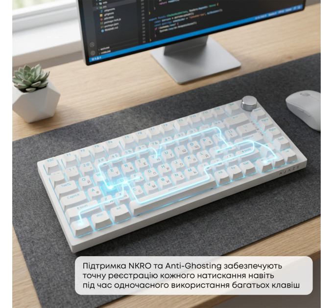 Ajazz Клавіатура Ajazz AK820 Red Switch White USB-C (AK820-R-W)