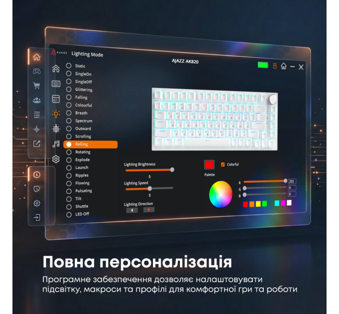 Ajazz Клавіатура Ajazz AK820 Red Switch White USB-C (AK820-R-W)