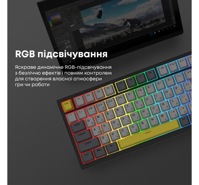 Ajazz Клавіатура Ajazz AK820 Sea Salt Switch Black USB-C (AK820-SS-BGY)