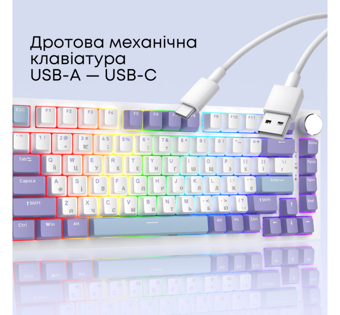 Ajazz Клавіатура Ajazz AK820 Sea Salt Switch White USB-C (AK820-SS-PWB)
