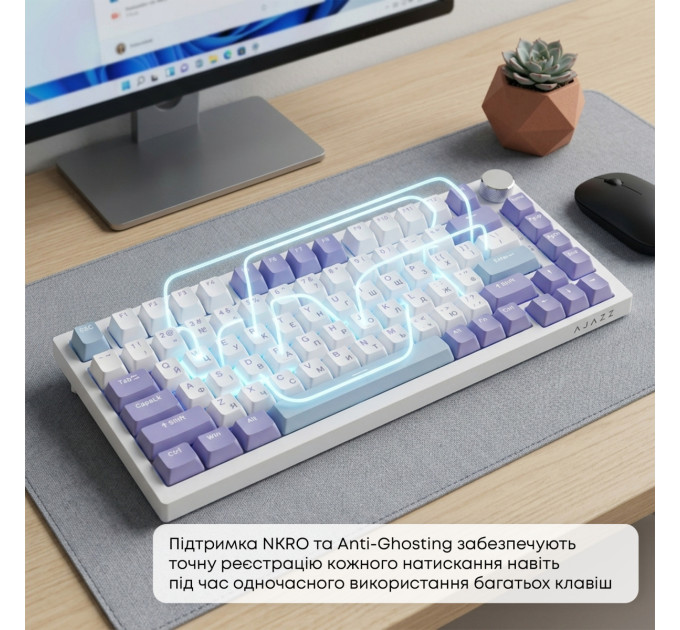 Ajazz Клавіатура Ajazz AK820 Sea Salt Switch White USB-C (AK820-SS-PWB)