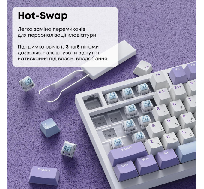 Ajazz Клавіатура Ajazz AK820 Sea Salt Switch White USB-C (AK820-SS-PWB)