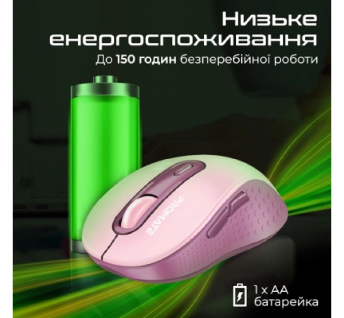 Promate Мишка Promate Ken Wireless/Bluetooth Pink (ken.pink)