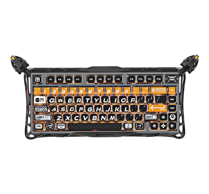 GravaStar Клавіатура механічна GravaStar Mercury K1 Pro 80keys, GravaStar x Kailh Speedy Mint, BT/WL/USB, RGB, CyberFlare