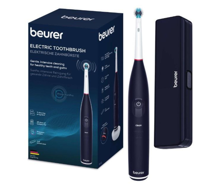 Beurer Щітка зубна електр. Beurer, насадок-1, 3 програми чистки, футляр, чорний