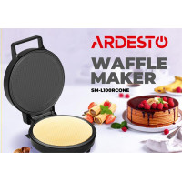 Вафельниця ARDESTO 1200Вт, тоненька вафля круглої форми, корпус-пластик, чорний