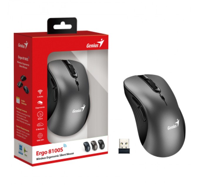 Genius Мишка Genius Ergo 8100S Wireless Gray (31030040401)