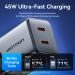 Vention Зарядний пристрій VENTION 2-Port USB (C + C) GaN Charger (45W/45W) EU-Plug Gray (FCDH0-EU)