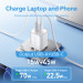 Vention Зарядний пристрій VENTION 2-Port USB (C + A) GaN Charger (70W/22.5W) EU-Plug Transparent Gray (FCGH0-EU)