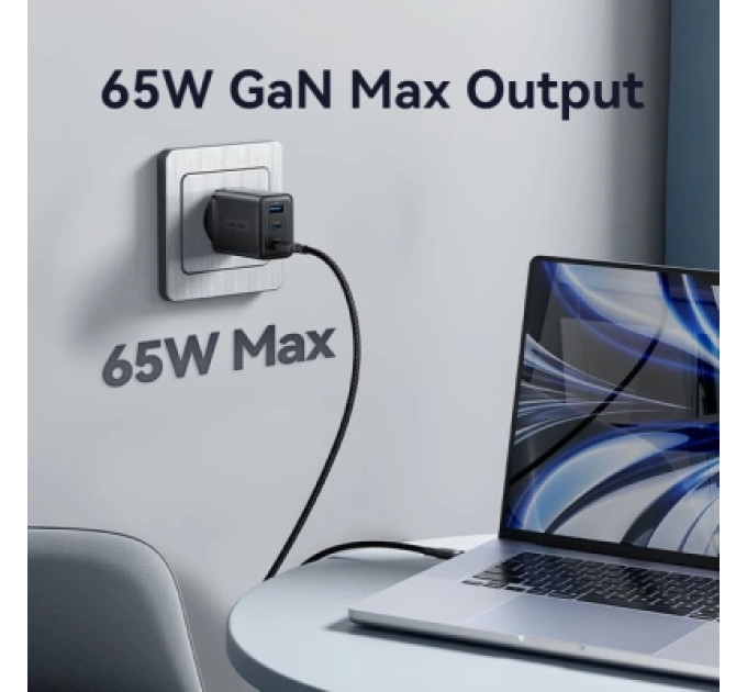 Vention Зарядний пристрій VENTION 3-Port USB (C + C + A) GaN Charger (65W/65W/60W) EU-Plug White (FERW0-EU)