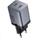 Vention Зарядний пристрій VENTION 2-Port USB (C + C) GaN Charger (45W/45W) Gray with USB-C to USB-C Cable (1M) Black EU-Plug (TZ-FCDH0-EU)