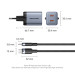 Vention Зарядний пристрій VENTION 2-Port USB (C + C) GaN Charger (45W/45W) Gray with USB-C to USB-C Cable (1M) Black EU-Plug (TZ-FCDH0-EU)