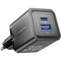 Зарядний пристрій VENTION 2-Port USB (C + A) GaN Charger (30W/30W) with USB-C to USB-C Cable (1M) EU-Plug Black (TZ-FEQB0-EU-01)