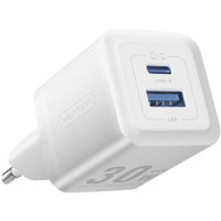 Зарядний пристрій VENTION 2-Port USB (C + A) GaN Charger (30W/30W) with USB-C to USB-C Cable (1M) EU-Plug White (TZ-FEQW0-EU-01)
