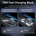 Vention Зарядний пристрій VENTION 3-Port USB (C+C+A) GaN Charger (70W/70W/22.5W) Gray with USB-C to USB-C Cable (1M) Black EU-Plug (TZ-FEXH0-EU)