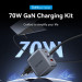 Vention Зарядний пристрій VENTION 3-Port USB (C+C+A) GaN Charger (70W/70W/22.5W) Gray with USB-C to USB-C Cable (1M) Black EU-Plug (TZ-FEXH0-EU)